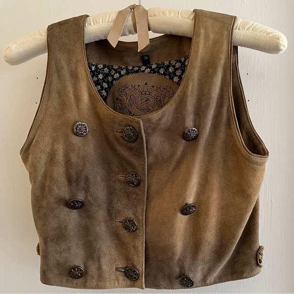 Leather Authentic Trachten Bavarian Vest Small - Picture 3 of 3